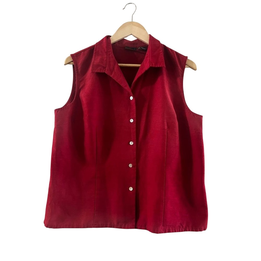 Vintage Laura Scott Women's SZ 18 Cranberry/Red Short Sleeve Top Blouse